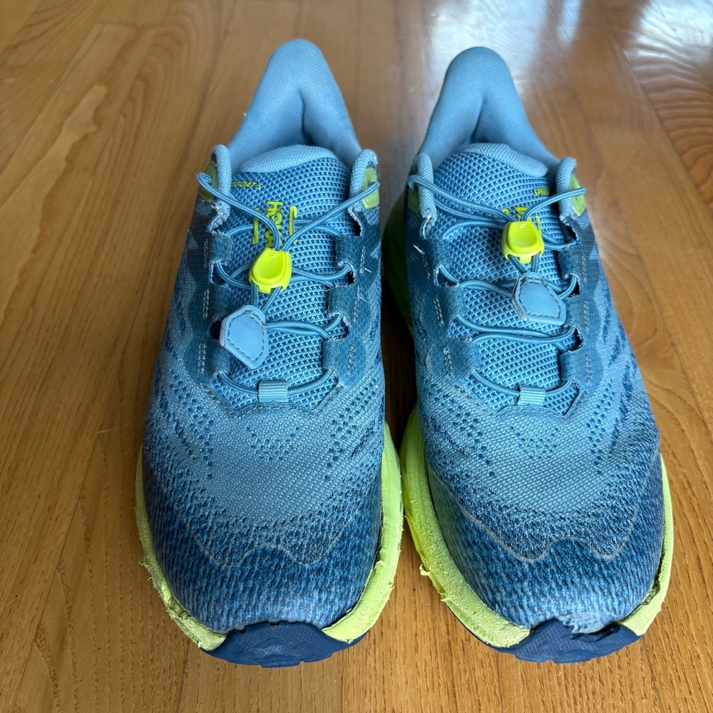 Hoka Men's Blue and Lime Green Running Sneakers - Picture 4 of 12